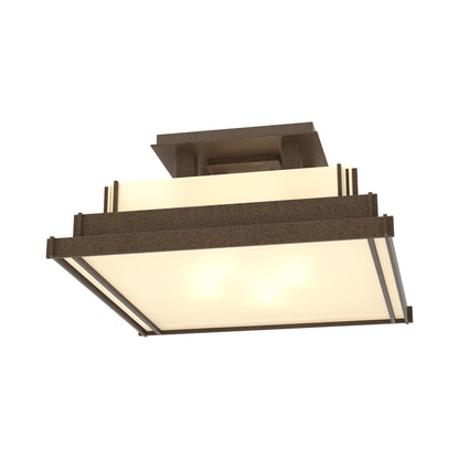 Steppe Semi Flush Mount Ceiling Light in Coastal Bronze/Ivory Art Glass (Small).