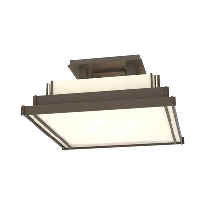 Steppe Semi Flush Mount Ceiling Light in Coastal Dark Smoke/White Art Glass (Small).