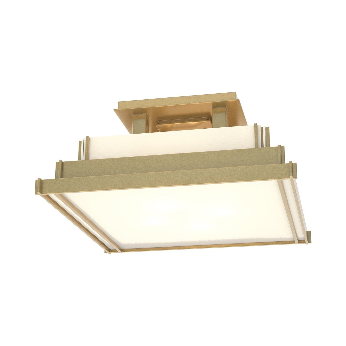 Steppe Semi Flush Mount Ceiling Light in Modern Brass/White Art Glass (Small).