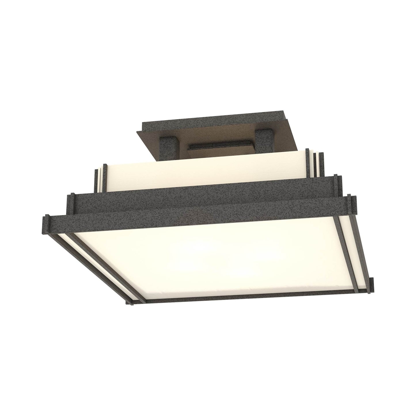 Steppe Semi Flush Mount Ceiling Light in Natural Iron/White Art Glass (Small).