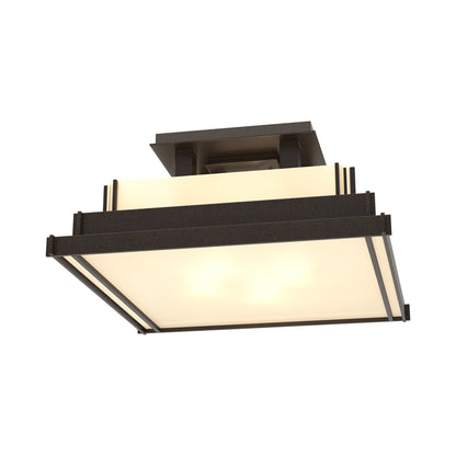 Steppe Semi Flush Mount Ceiling Light in Oil Rubbed Bronze/Ivory Art Glass (Small).