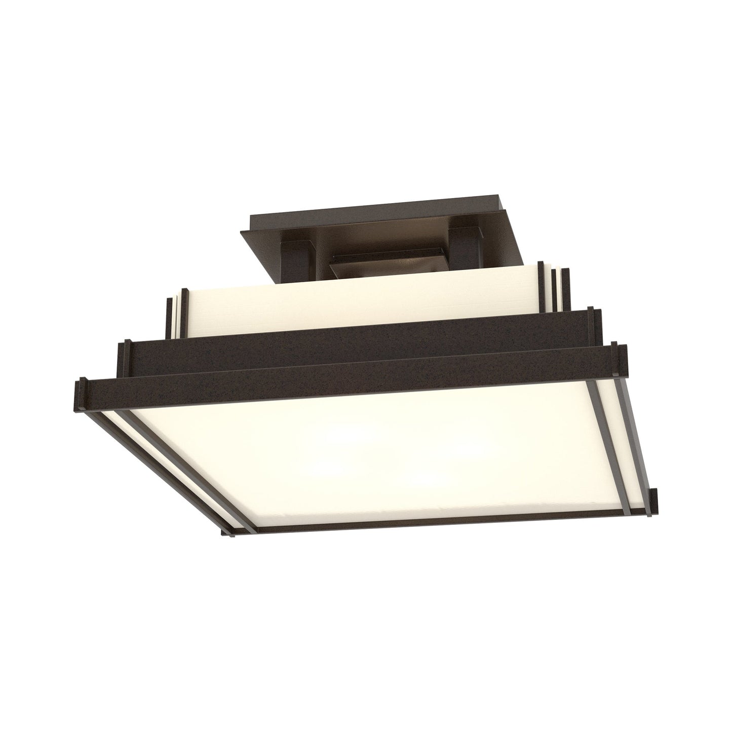 Steppe Semi Flush Mount Ceiling Light in Oil Rubbed Bronze/White Art Glass (Small).