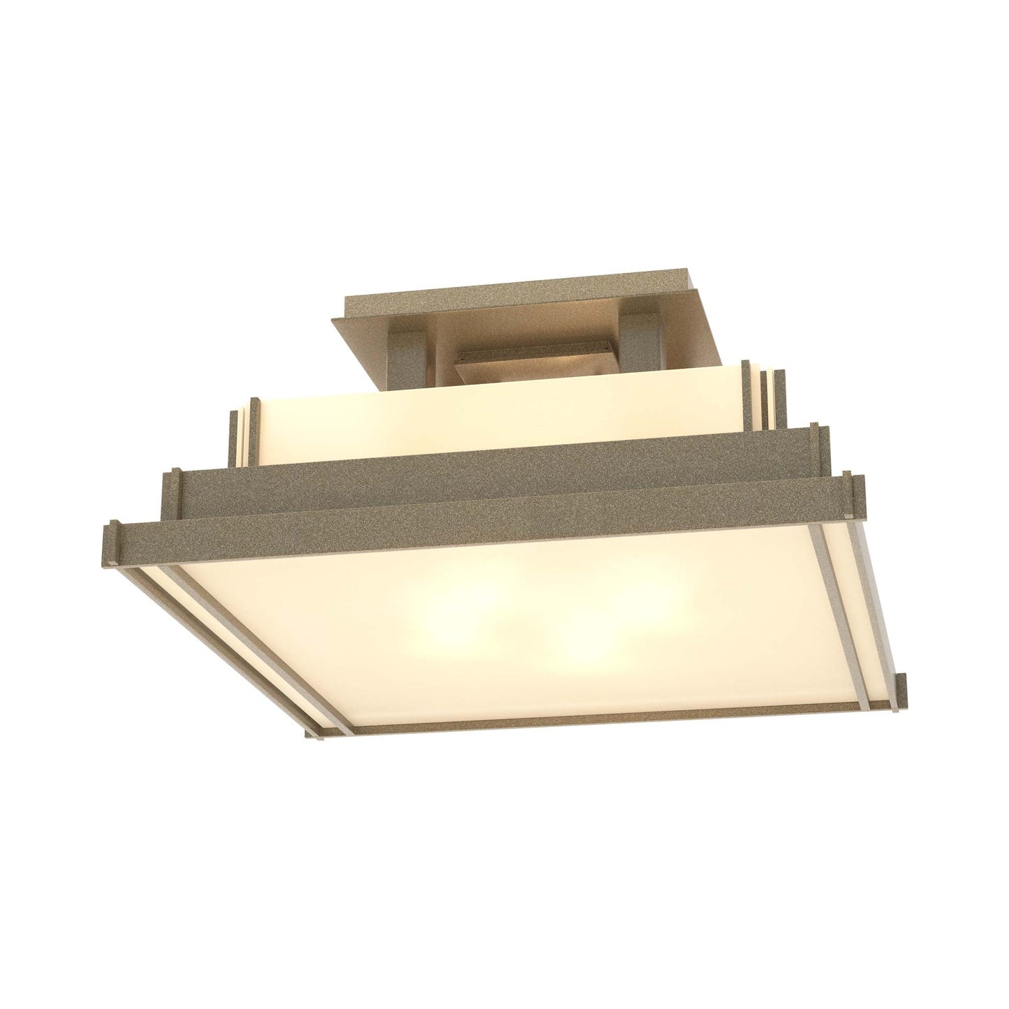 Steppe Semi Flush Mount Ceiling Light in Soft Gold/Ivory Art Glass (Small).