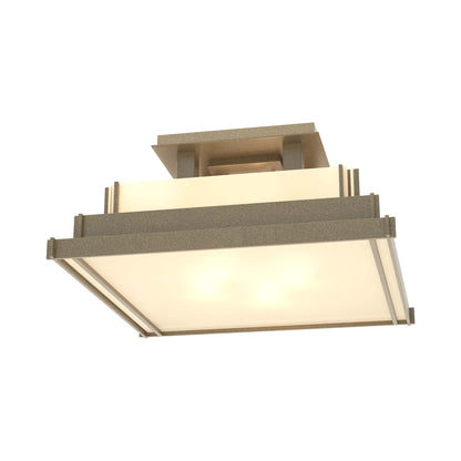 Steppe Semi Flush Mount Ceiling Light in Soft Gold/Ivory Art Glass (Small).