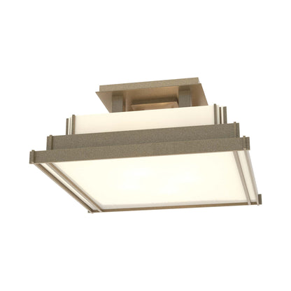 Steppe Semi Flush Mount Ceiling Light in Soft Gold/White Art Glass (Small).