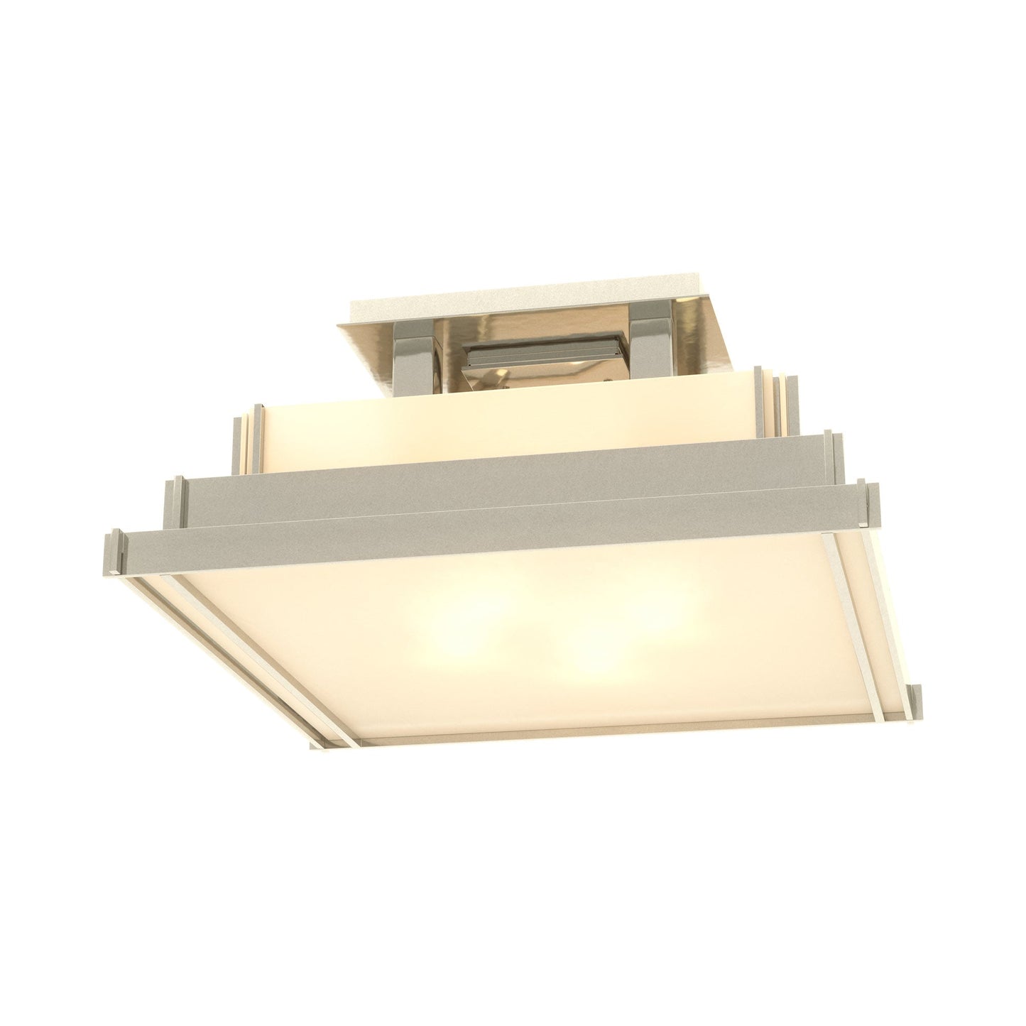 Steppe Semi Flush Mount Ceiling Light in Sterling/Ivory Art Glass (Small).