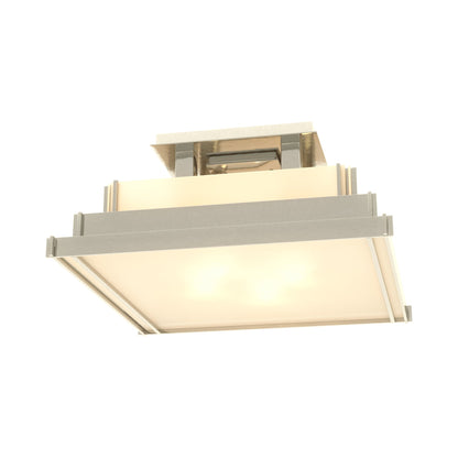 Steppe Semi Flush Mount Ceiling Light in Sterling/Ivory Art Glass (Small).