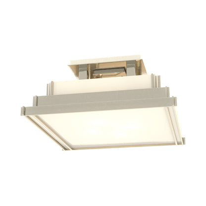 Steppe Semi Flush Mount Ceiling Light in Sterling/White Art Glass (Small).