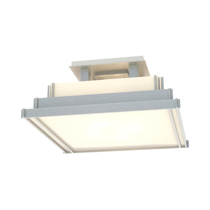 Steppe Semi Flush Mount Ceiling Light in Vintage Platinum/White Art Glass (Small).