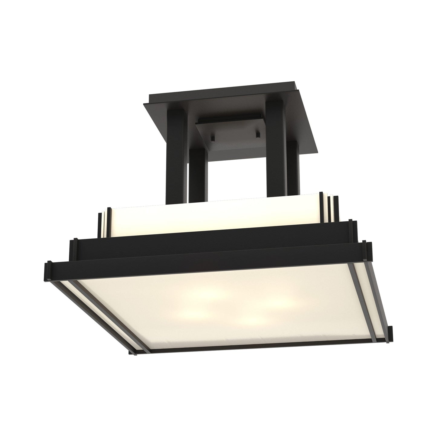 Steppe Semi Flush Mount Ceiling Light in Black/White Art Glass (Large).