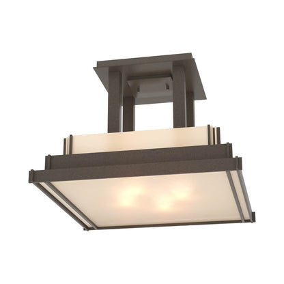 Steppe Semi Flush Mount Ceiling Light in Coastal Dark Smoke/Ivory Art Glass (Large).
