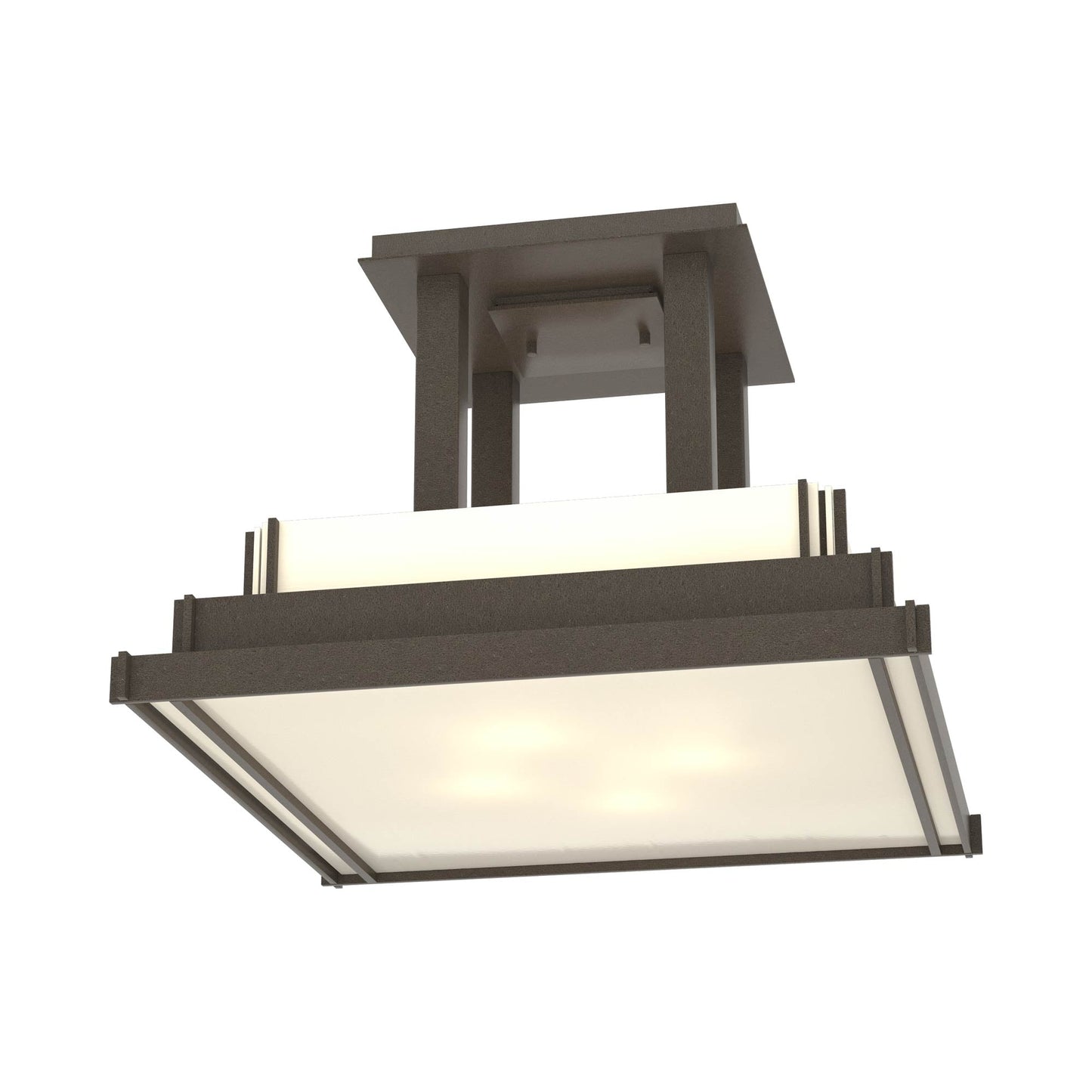 Steppe Semi Flush Mount Ceiling Light in Coastal Dark Smoke/White Art Glass (Large).