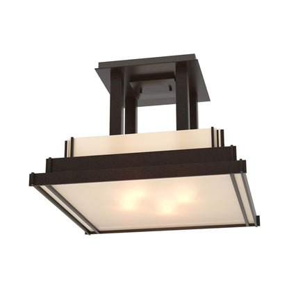 Steppe Semi Flush Mount Ceiling Light in Oil Rubbed Bronze/Ivory Art Glass (Large).
