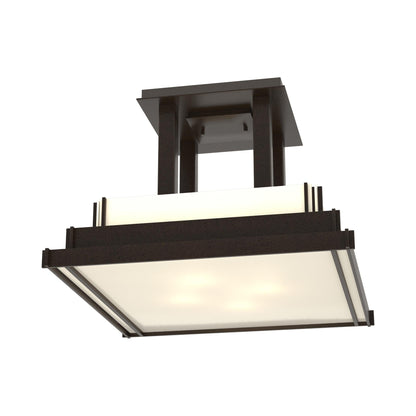 Steppe Semi Flush Mount Ceiling Light in Oil Rubbed Bronze/White Art Glass (Large).