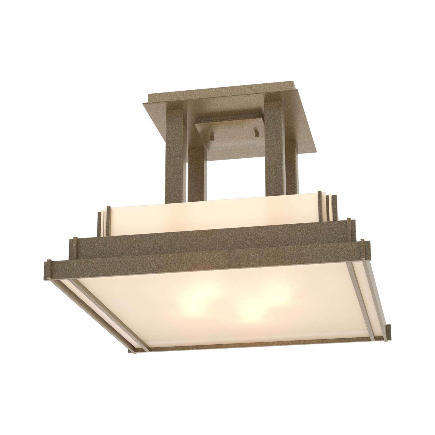 Steppe Semi Flush Mount Ceiling Light in Soft Gold/Ivory Art Glass (Large).