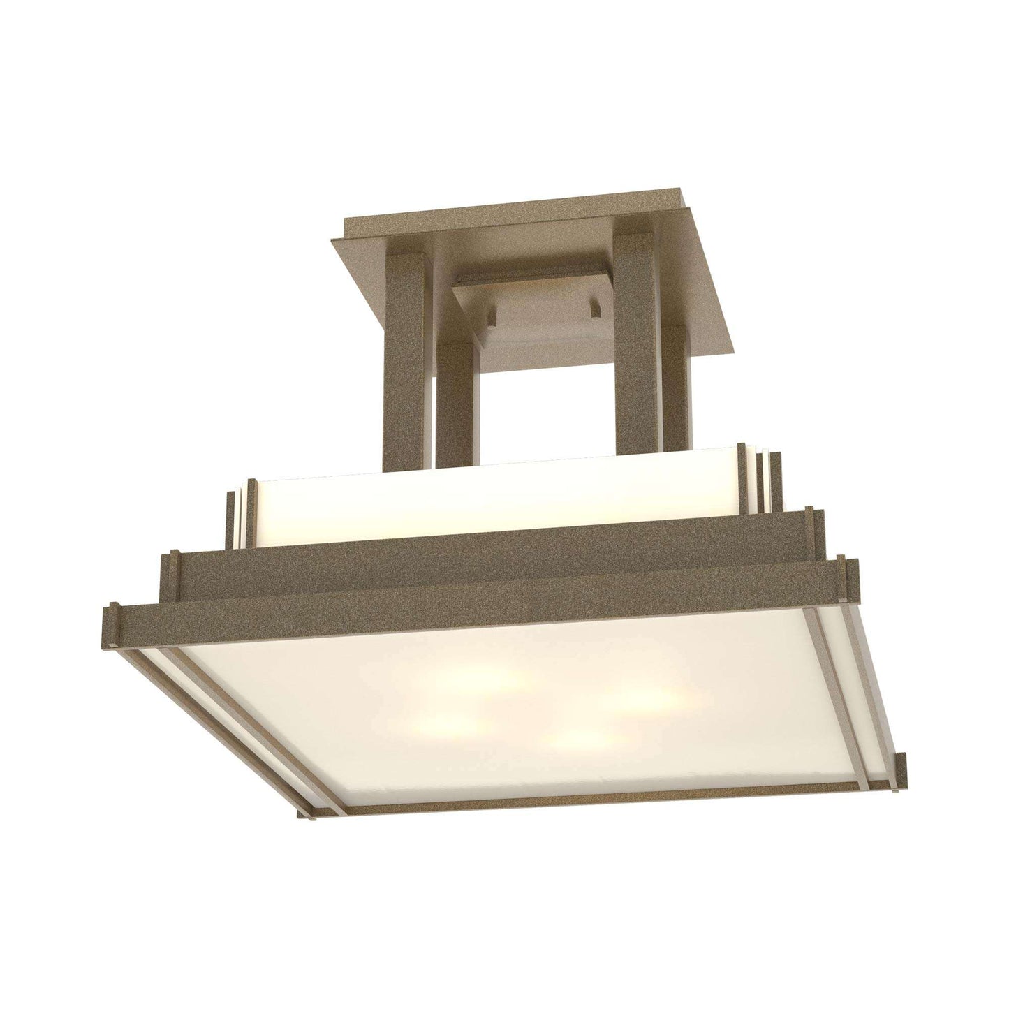 Steppe Semi Flush Mount Ceiling Light in Soft Gold/White Art Glass (Large).