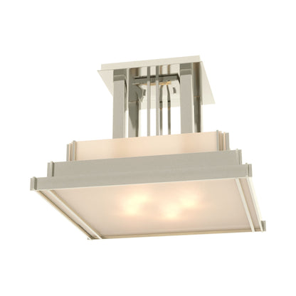 Steppe Semi Flush Mount Ceiling Light in Sterling/Ivory Art Glass (Large).