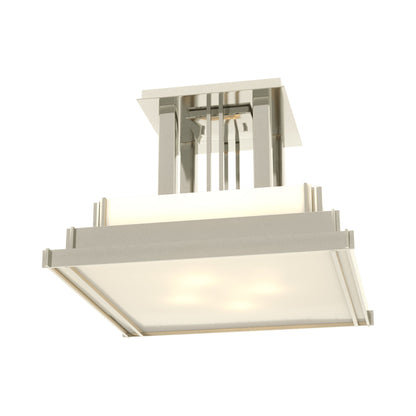 Steppe Semi Flush Mount Ceiling Light in Sterling/White Art Glass (Large).
