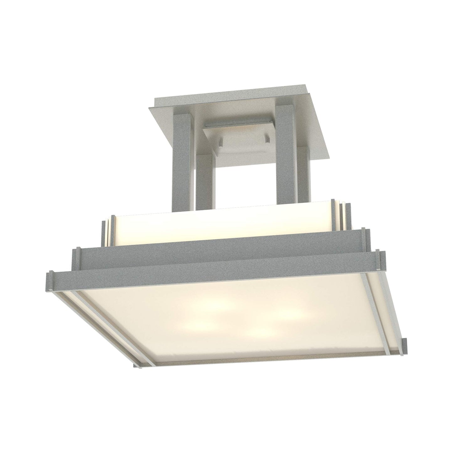 Steppe Semi Flush Mount Ceiling Light in Vintage Platinum/White Art Glass (Large).