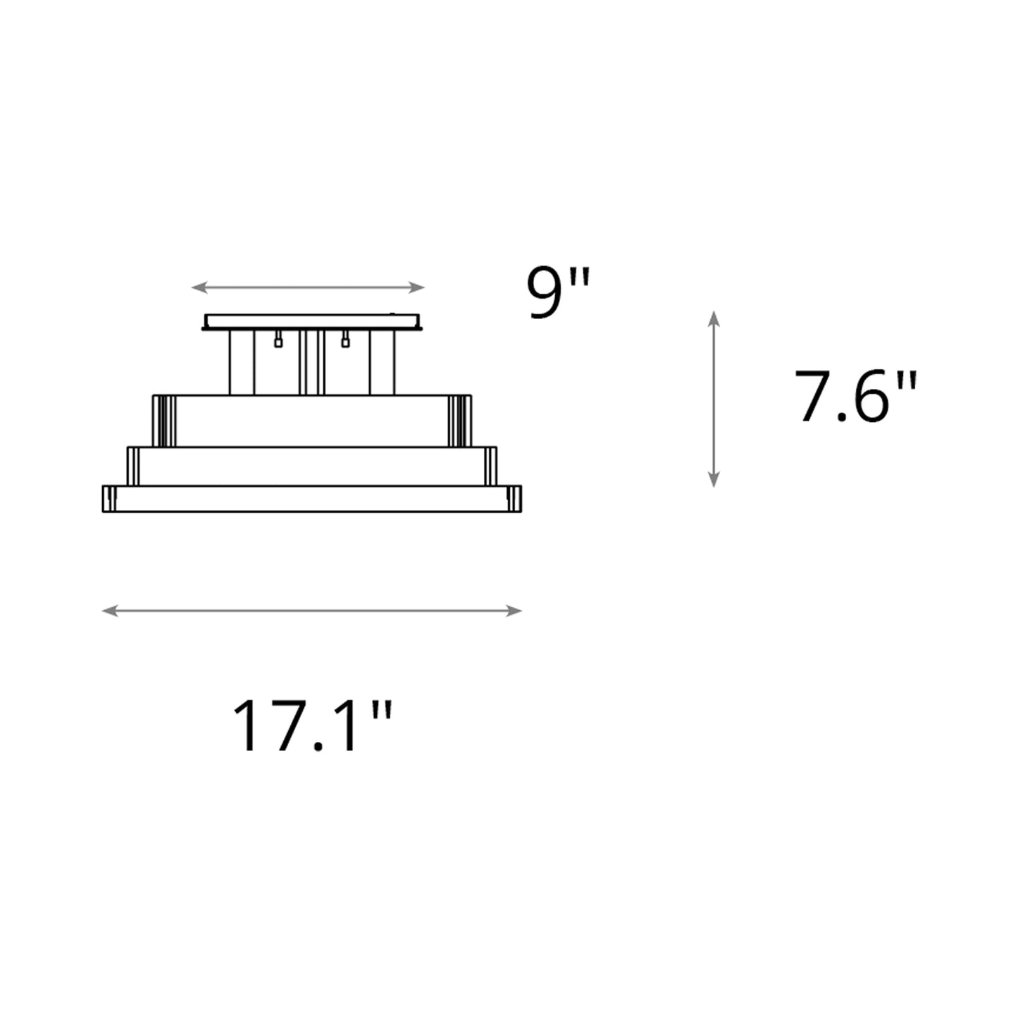 Steppe Semi Flush Mount Ceiling Light - line drawing.