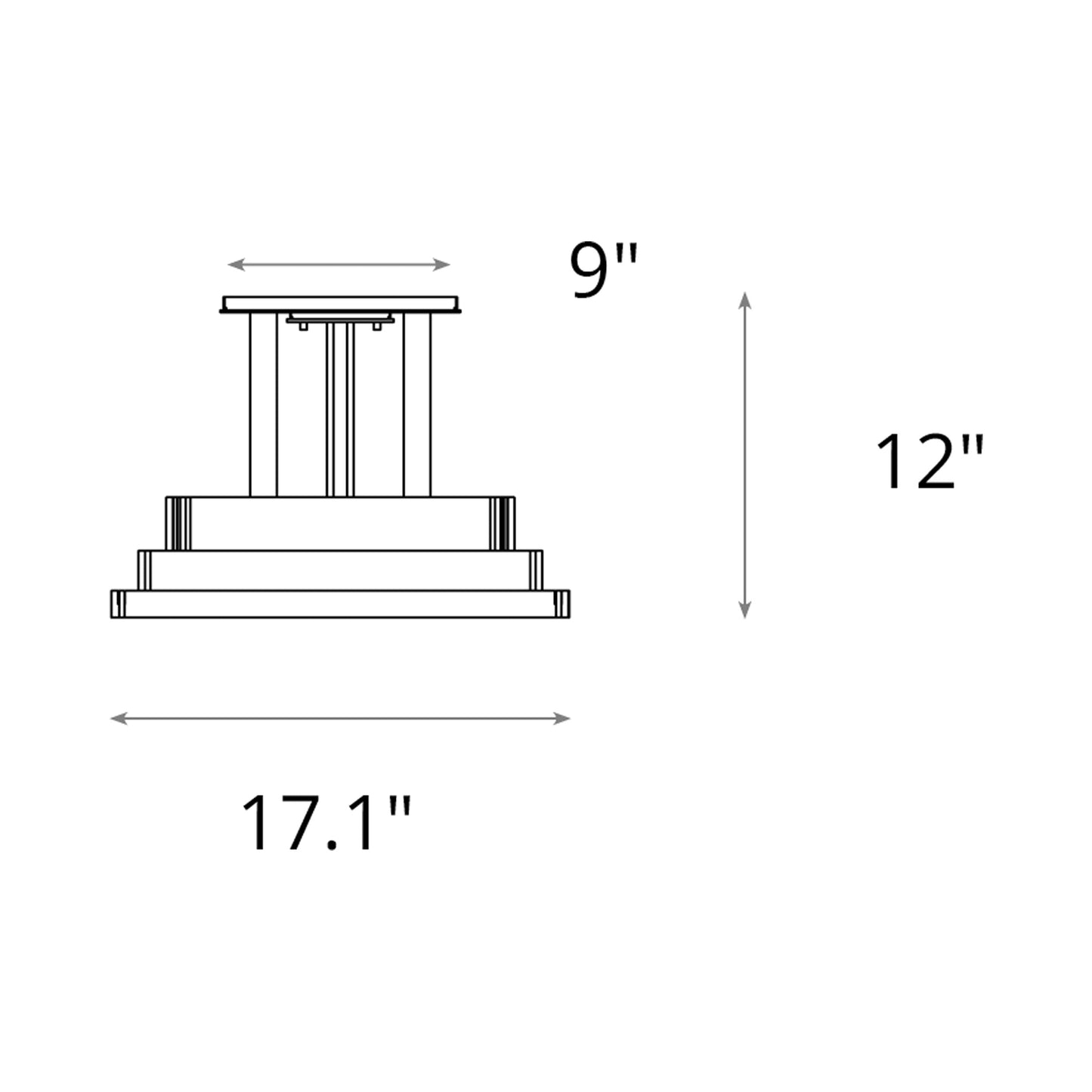 Steppe Semi Flush Mount Ceiling Light - line drawing.