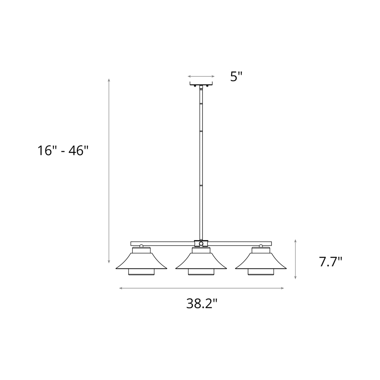 Stowe Outdoor Pendant Light - line drawing.