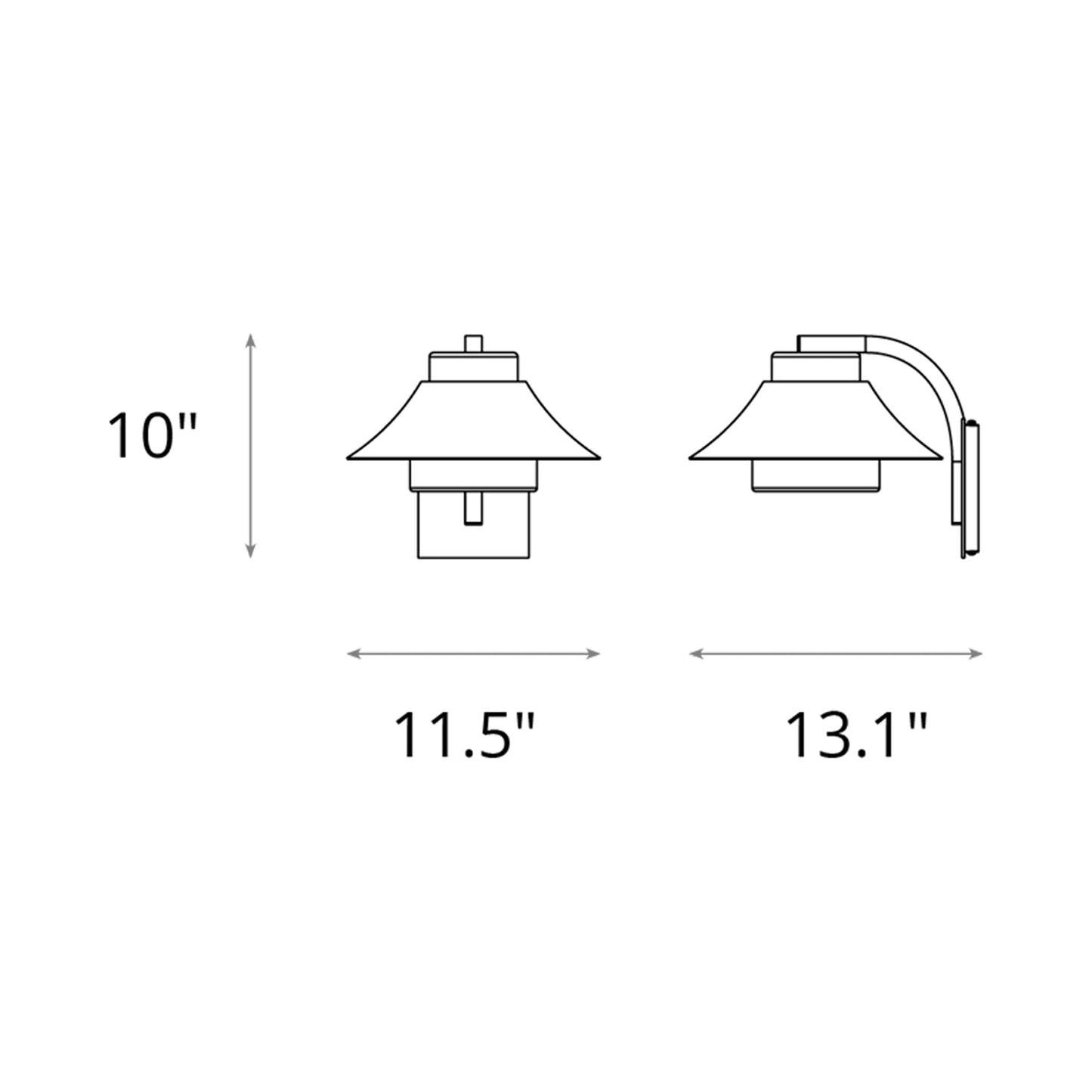 Stowe Outdoor Wall Light - line drawing.