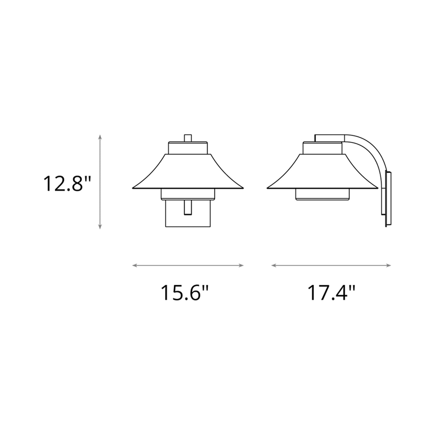 Stowe Outdoor Wall Light - line drawing.