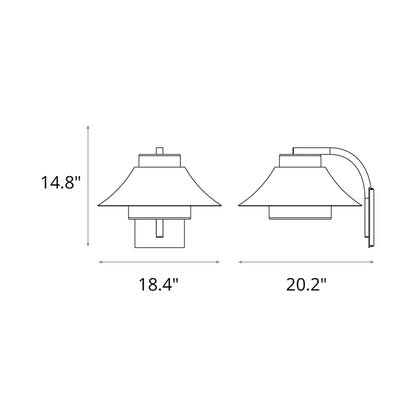Stowe Outdoor Wall Light - line drawing.