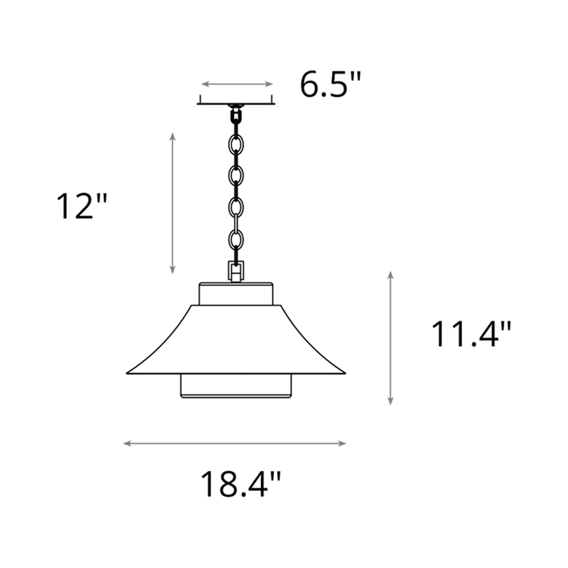 Stowe Single Outdoor Pendant Light - line drawing.