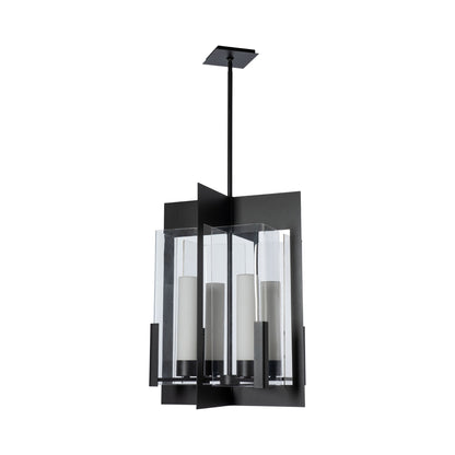 Summit Lantern Pendant Light in Black/Clear Glass.