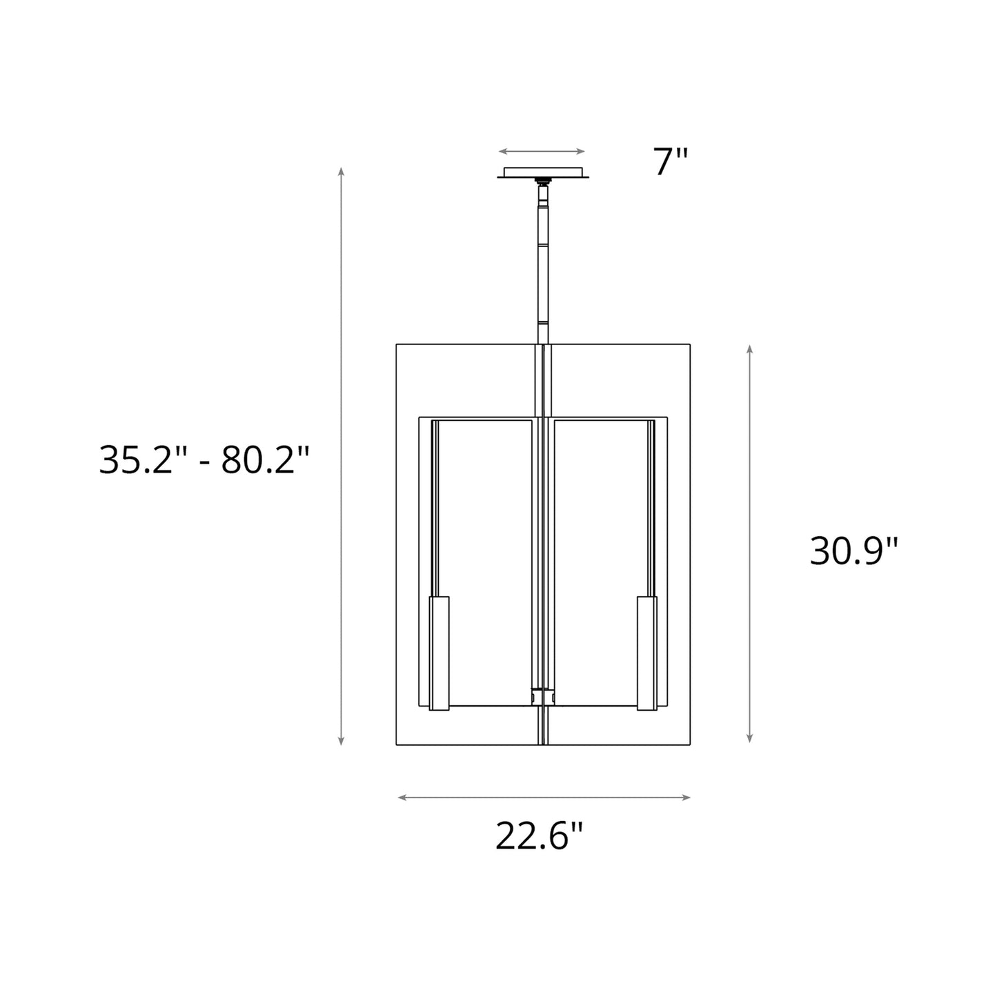 Summit Lantern Pendant Light - line drawing.