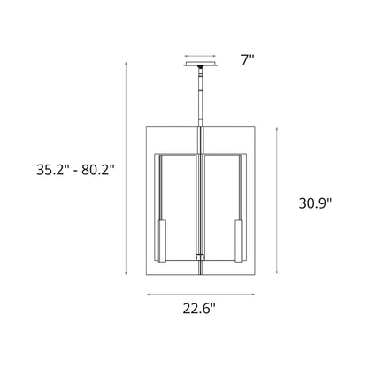 Summit Lantern Pendant Light - line drawing.