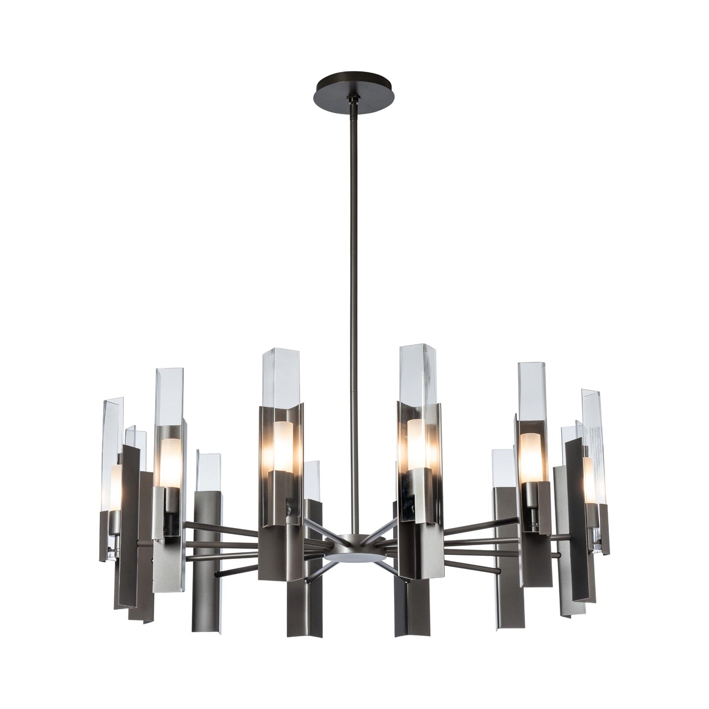 Summit Multi-Light Pendant Light in Dark Smoke/Clear Glass (12-Light).