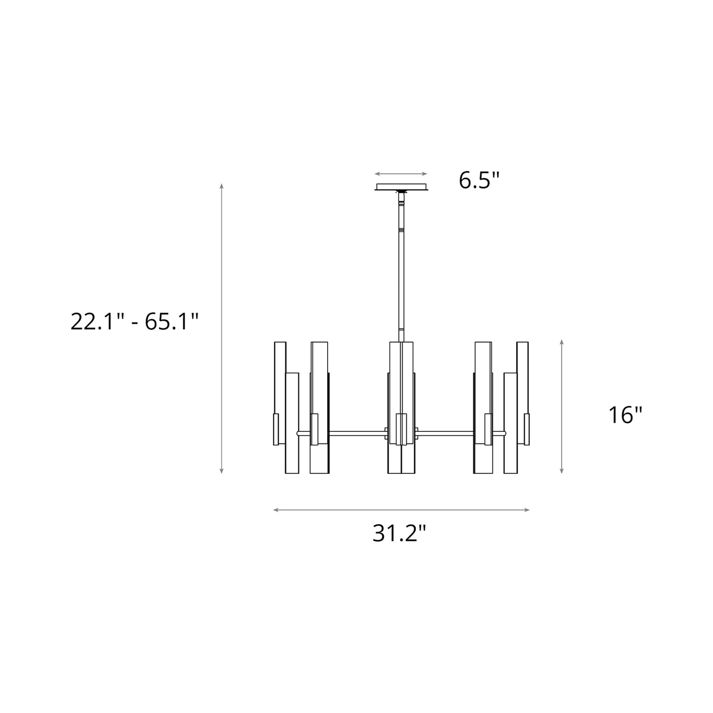Summit Multi-Light Pendant Light - line drawing.