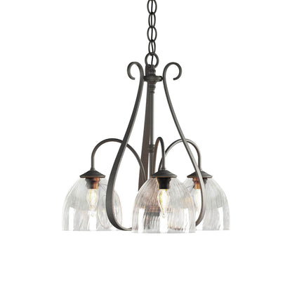 Sweeping Taper Chandelier in Natural Iron/Water Glass (3-Light).