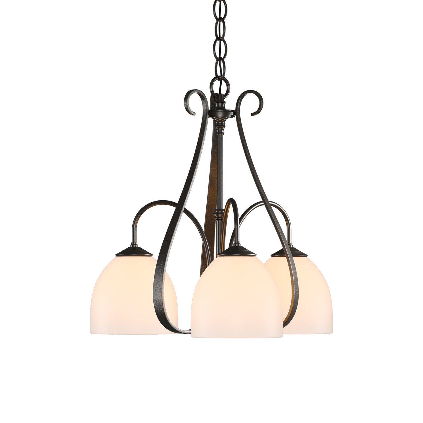 Sweeping Taper Chandelier in Oil Rubbed Bronze/Opal Glass (3-Light).