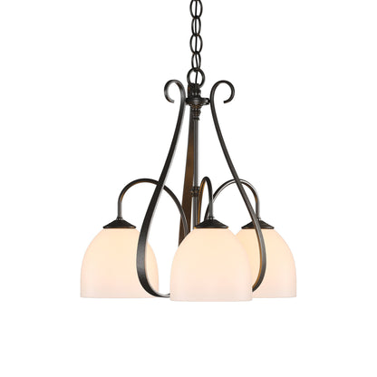 Sweeping Taper Chandelier in Oil Rubbed Bronze/Opal Glass (3-Light).