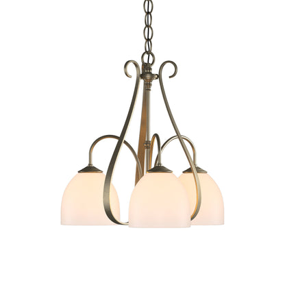 Sweeping Taper Chandelier in Soft Gold/Opal Glass (3-Light).