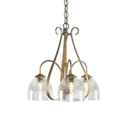 Sweeping Taper Chandelier in Soft Gold/Water Glass (3-Light).