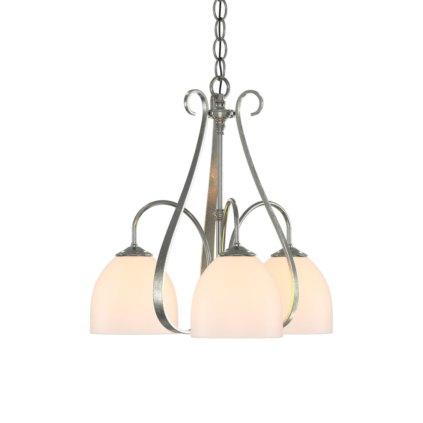 Sweeping Taper Chandelier in Sterling/Opal Glass (3-Light).