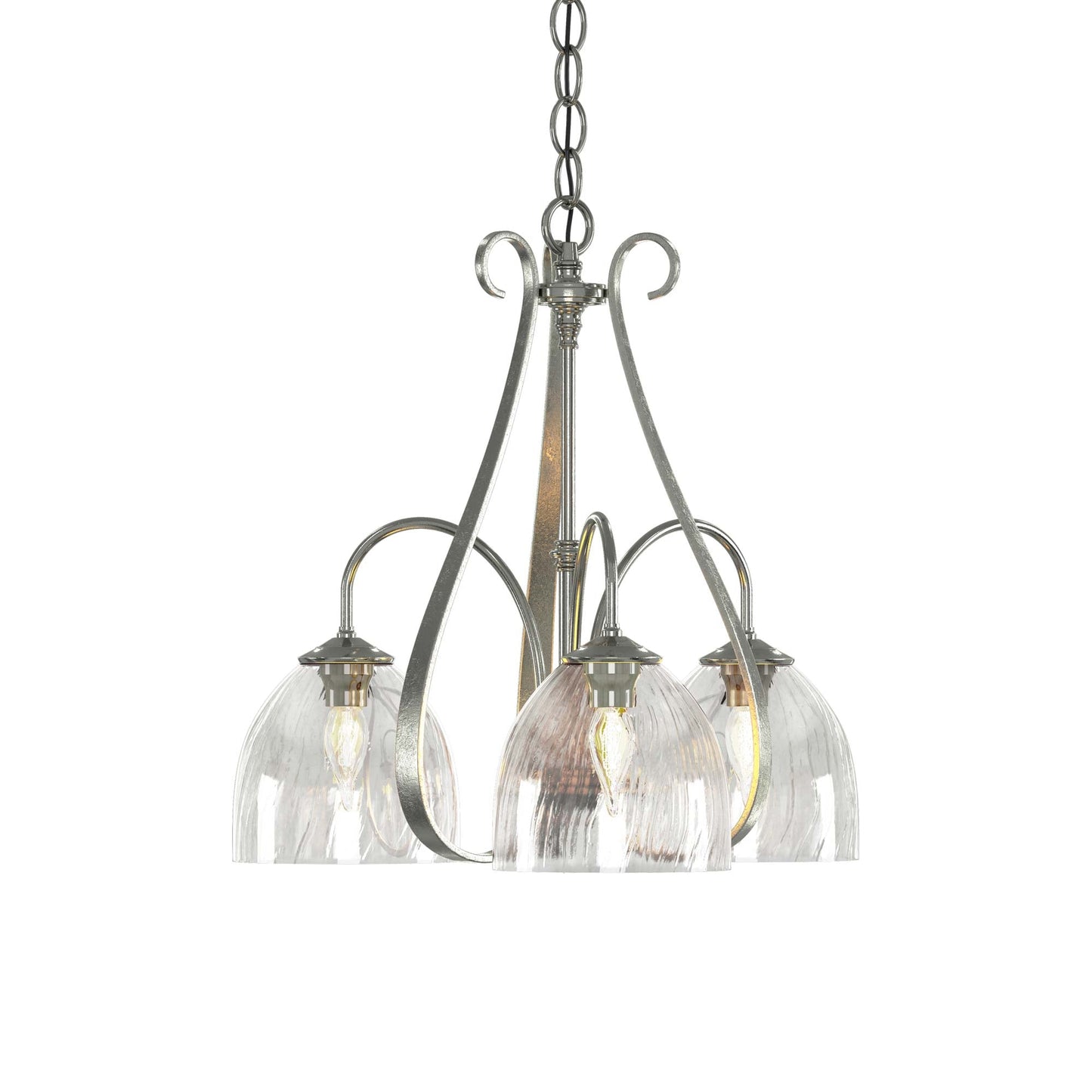 Sweeping Taper Chandelier in Sterling/Water Glass (3-Light).