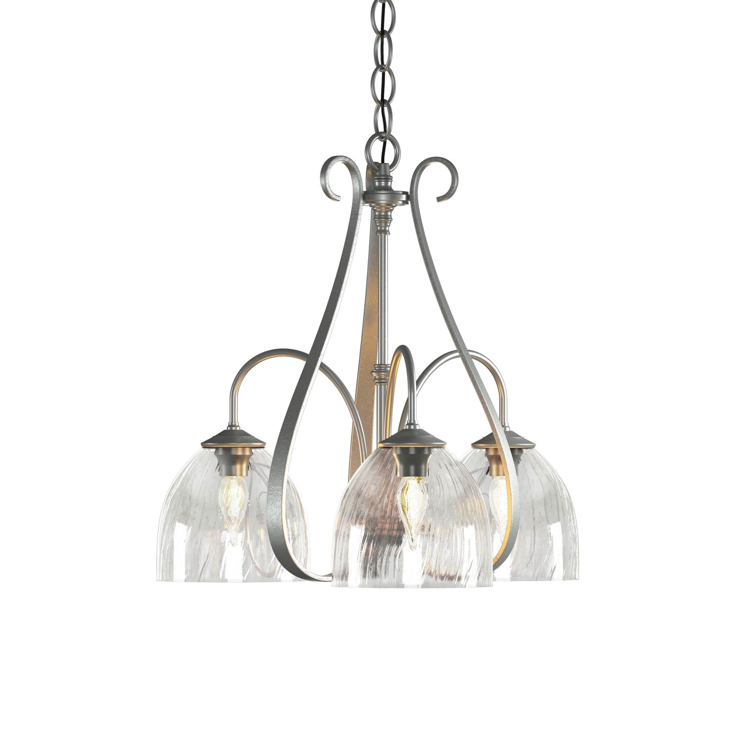 Sweeping Taper Chandelier in Vintage Platinum/Water Glass (3-Light).