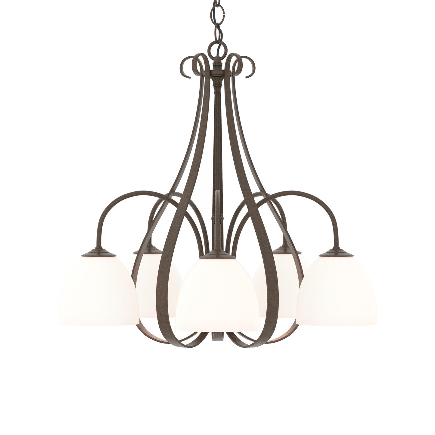Sweeping Taper Chandelier in Bronze/Opal Glass (5-Light).