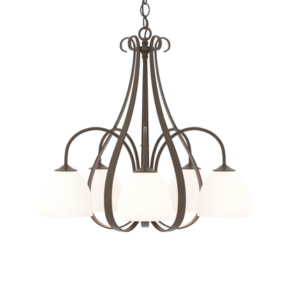 Sweeping Taper Chandelier in Bronze/Opal Glass (5-Light).