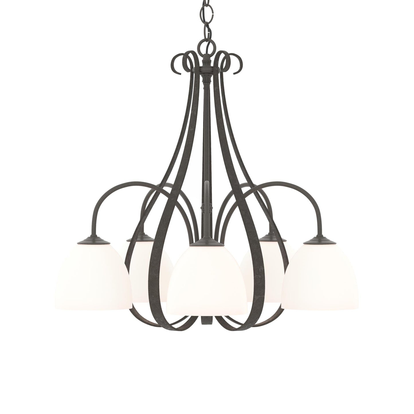 Sweeping Taper Chandelier in Dark Smoke/Opal Glass (5-Light).