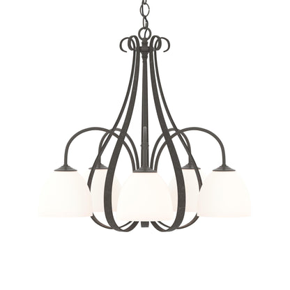 Sweeping Taper Chandelier in Dark Smoke/Opal Glass (5-Light).