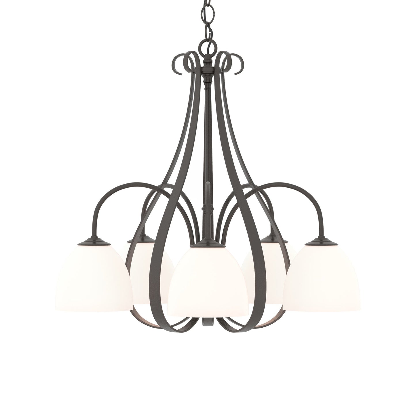 Sweeping Taper Chandelier in Oil Rubbed Bronze/Opal Glass (5-Light).