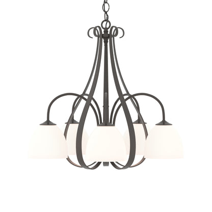 Sweeping Taper Chandelier in Oil Rubbed Bronze/Opal Glass (5-Light).