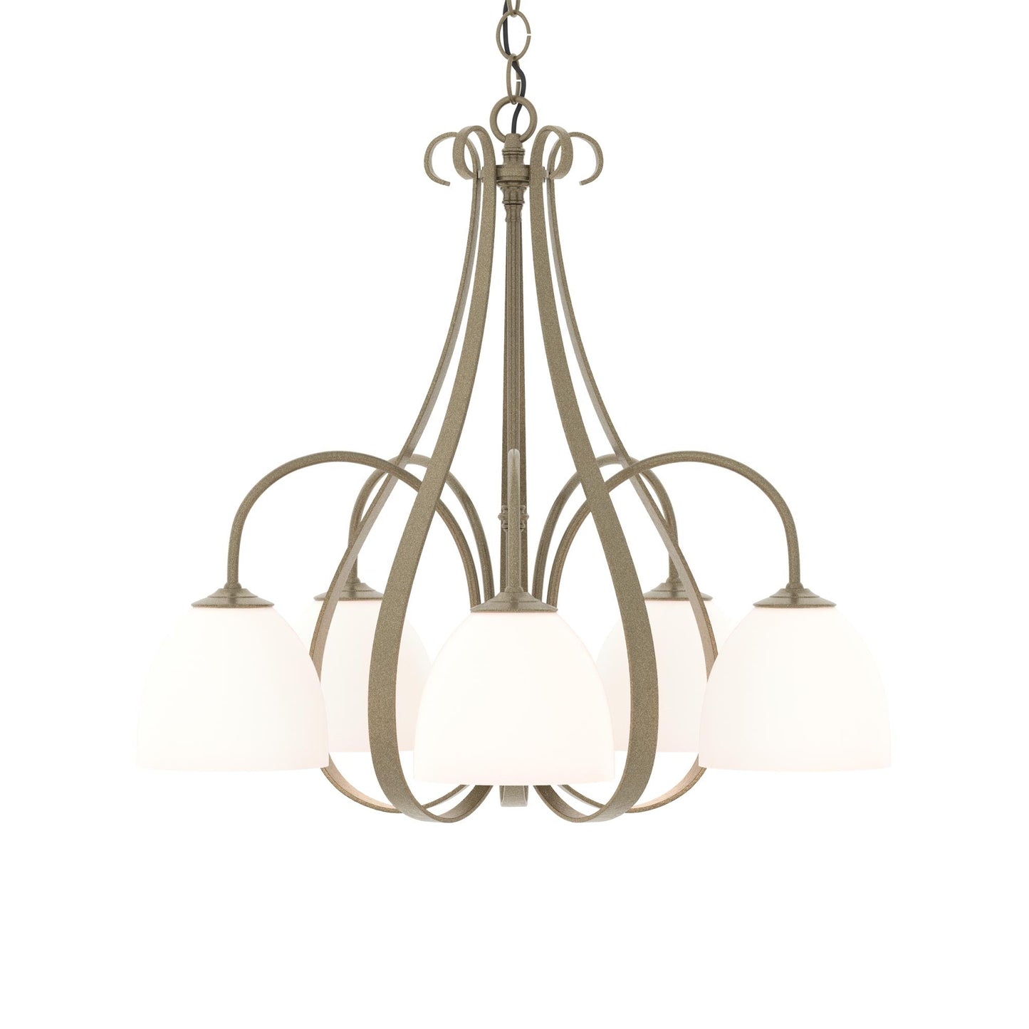 Sweeping Taper Chandelier in Soft Gold/Opal Glass (5-Light).